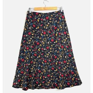 VINTAGE Y2K Midi‎ Skirt Womens M Rayon Dark Floral Print Cottagecore Academia